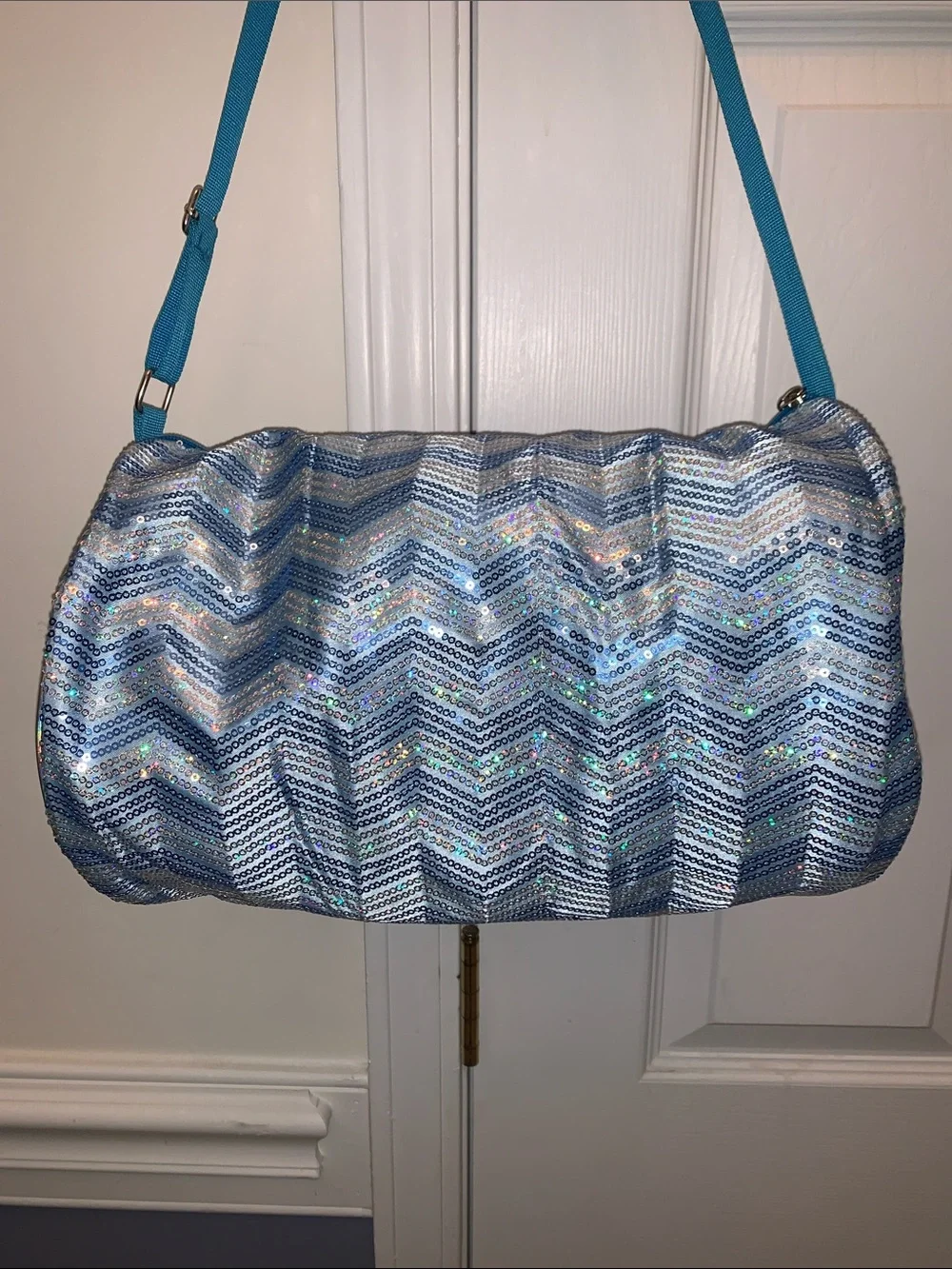 Blue sequin Capezio Chevron Barrel Bag all-over chevron-patterned DANCE